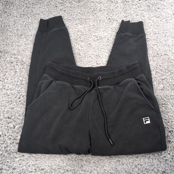 Fila Sweat Pants Men Medium Black Stretch Drawstring Gym Fitness Active Tapered - Picture 1 of 9